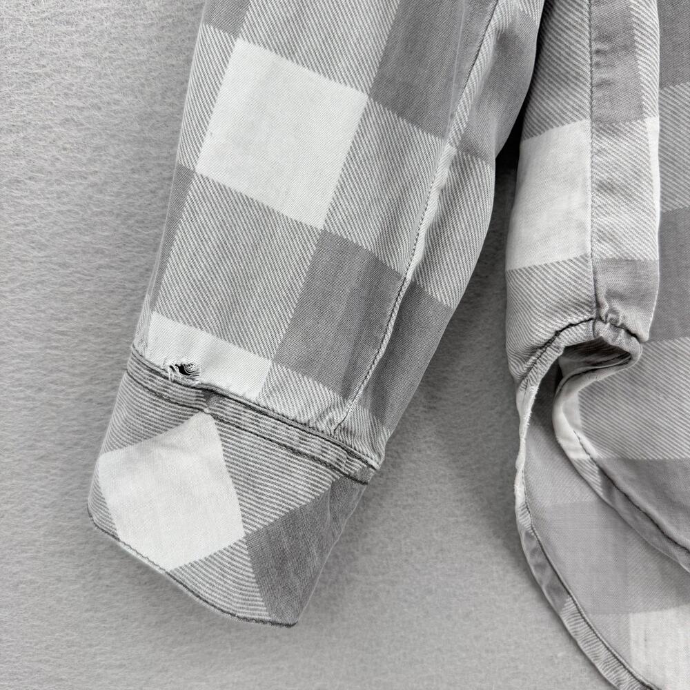 Billy T Gray Plaid Button Up Long Sleeve Collared Lightweight Soft Fall Blouse - Picture 9 of 13